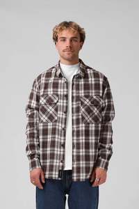 Mens Shirts: RPM Plaid L/S Shirt II - Brown Plaid