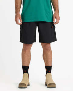 Shorts: Volcom Workwear March Elastic Waist Hybrid 20" Short - Black