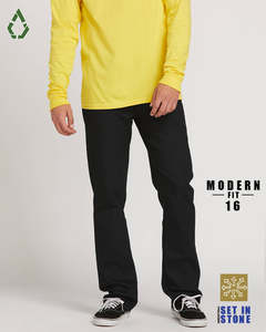 Volcom Solver Denim Jeans - Black On Black (BKB)