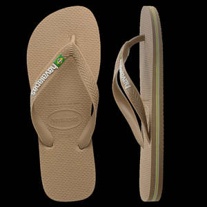 Mens Jandals: Havaianas Brazil Logo FC - Tan