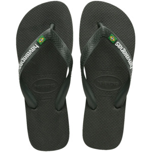 Mens Jandals: Havaianas Brazil Logo FC - Green Olive