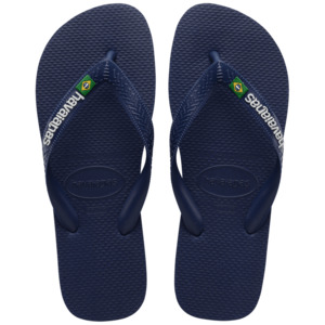 Mens Jandals: Havaianas Brazil Logo - Navy Blue