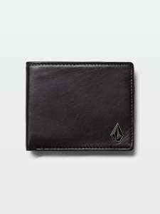 Mens Wallets: Volcom Single Stone Leather Wallet - Black