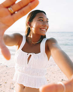 Roxy: Roxy Sol Sunset Mist Top - Egret