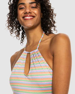 Roxy Wavy Stripe One Piece - Papaya Wavy Stripe