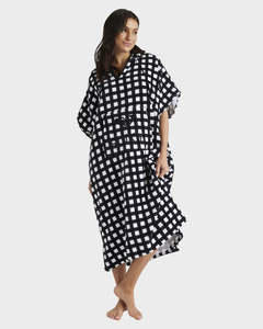 Roxy: Roxy Hooded Towel - Gentle Offshore - Black/White Check