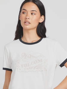 Womens Tees: Volcom Meet Me There Ringer Womens Tee - Star White