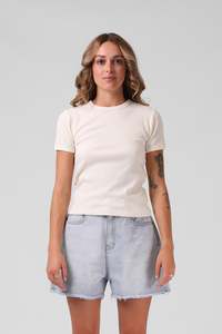 Womens Tees: RPM Heart Ribbed Tee - Off White