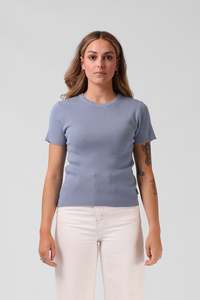 RPM Knitted SS top - Dusty Blue