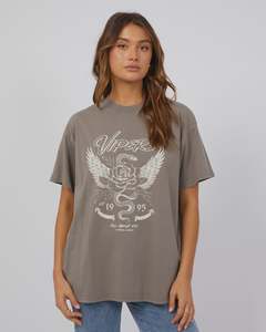 Womens Tops: All About Eve Viper Oversized Tee - Charcoal
