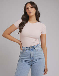 Womens Tops: All About Eve Eve Rib Baby Tee - Pale Pink