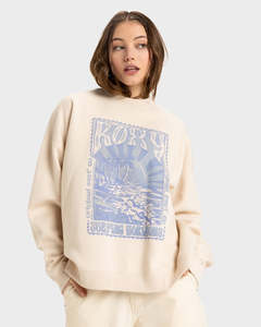 Womens Hoodies Jumpers: Roxy Lineup Oversize Crew - Parchment