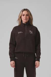 Womens Hoodies Jumpers: RPM Womens 1/4 Zip Sweater - Chocolate