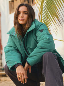 Womens Jackets: Roxy This Time Puffer - Galapagos Green