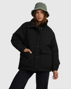 Womens Jackets: Roxy This Time Puffer - Anthracite