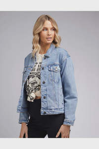 Womens Jackets: All About Eve Finley Denim Jacket - Light Blue