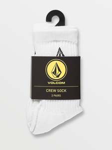 Volcom Full Stone Socks 3pk Youth - White