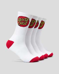 Santa Cruz Classic Dot 4 Pack Crew Socks 7-11 - White