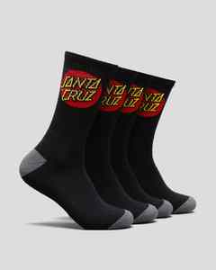 Santa Cruz Classic Dot 4 Pack Crew Socks - Black