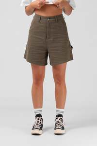 Womens Shorts: RPM Hemp Work Shorts - Washed Olive