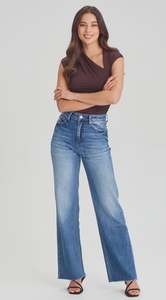 Womens Jeans: Junkfood Alanis Wide Leg Jean - Denim Blue