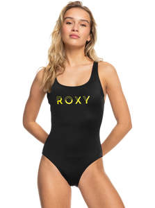 Womens Swimming Costume: Roxy Active Cross Back One-Piece Swimsuit - Anthracite