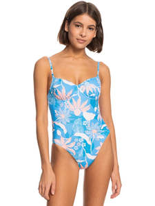 Womens Swimming Costume: Roxy PT Love the Muse One Piece - Azur Blue Casa Fleur