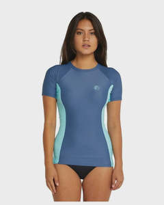 Womens Rashies: O'Neill Womens Classic Short Sleeve Rashvest - Navy/Aqua