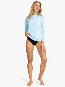 Womens Rashies: Roxy Essentials LS Lycra UPF 50 Rashie - Clear Sky