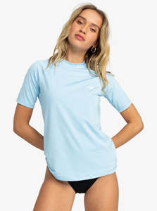 Womens Rashies: Roxy Essentials SS Lycra UPF 50 Rashie - Clear Sky