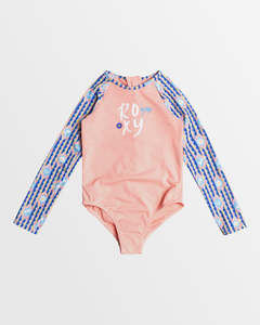 Roxy Girls Tiles LS Onesie Rash Vest - Amparo Blue