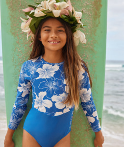 Roxy Girls Hippy Hibiscus Onesie - Nebulas Blue