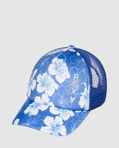Roxy Girls 8-16 Honey Coconut Trucker Cap - Nebulas Blue Hippy Hibiscus