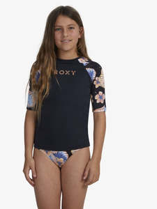8 16 Years: Roxy Girls 8-14 Girl Swim For Good Time Rash Top - Anthracite Reef Flower