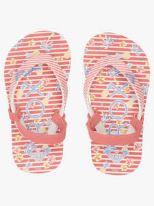 Roxy Girls 2-7 Years Pebbles VII Jandal - Red/Stripe