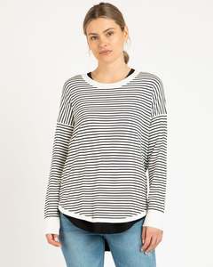 Betty Basics: Betty Basics Sophie Knit Jumper - White/Black Stripe