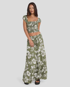 Volcom Viper Maxi Skirt - Moss Stone