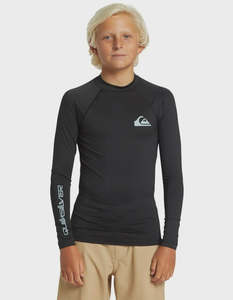Quiksilver: Quiksilver Everyday 8-16 Solid UPF50 Youth LS Rashie - Black