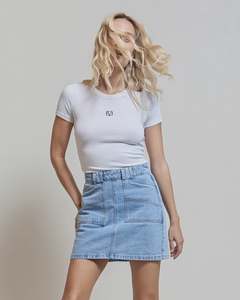 Womens Skirts: All About Eve Becca Denim Skirt - Light Blue