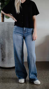 Womens: Junkfood Wendy Wide Leg Jean - Denim Blue