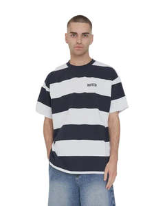 Huffer: Huffer Game Day Stripe Tee - Navy/White