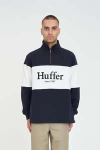 Huffer: Huffer Classic 1/4 Zip Block Jersey - Navy