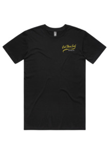 Mens: Out There Gold Script Tee