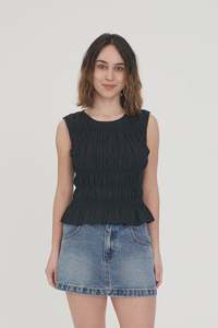 Huffer: Huffer Womens Lin-in Bridget Top - Black