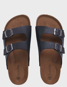 Mens Jandals: Kustom Duo Slide - Black/Tan