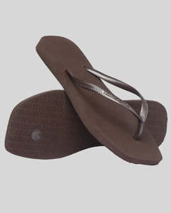 Brands: Havaianas Slim Square Solid Jandal - Dark Brown