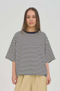 Huffer Stripe Billie Tee 185 - Butter/Navy