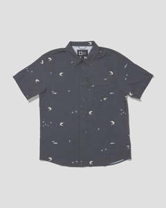 Mens: Salty Crew Flagship UV Button UP SS Shirt - Dark Grey