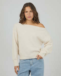 Silent Theory Off shoulder Knit Jumper - Oat