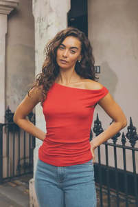 Womens: All About Eve Top Kylie Off Shoulder Top - Scarlet